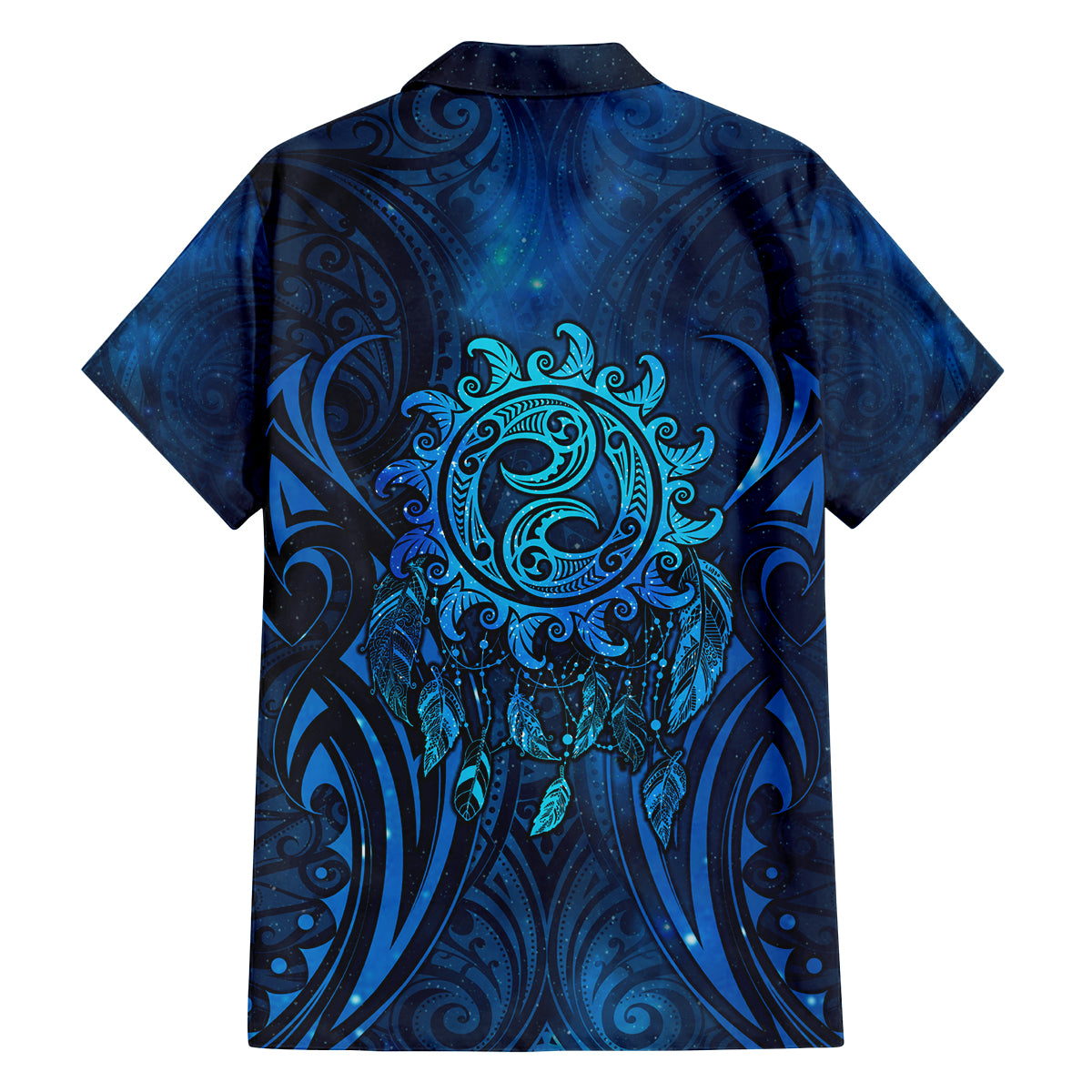 New Zealand Dream Catcher Family Matching Tank Maxi Dress and Hawaiian Shirt Maori Koru Pattern Blue Version LT05 - Polynesian Pride