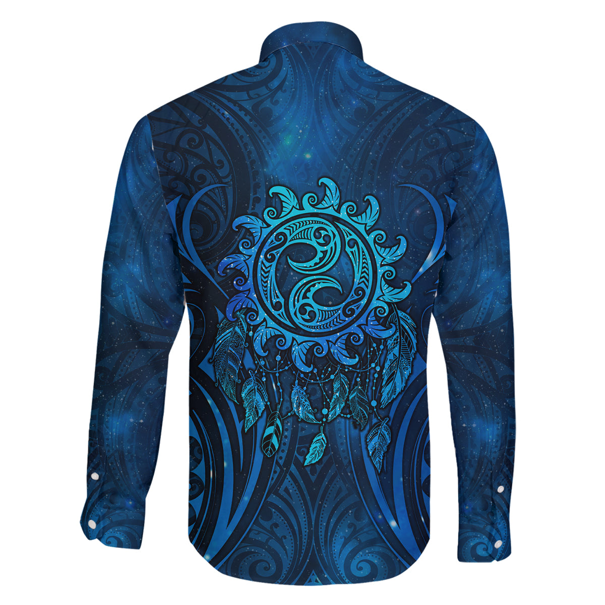 New Zealand Dream Catcher Family Matching Tank Maxi Dress and Hawaiian Shirt Maori Koru Pattern Blue Version LT05 - Polynesian Pride