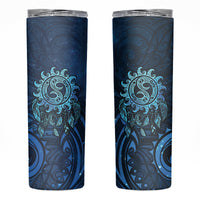 New Zealand Dream Catcher Skinny Tumbler Maori Koru Pattern Blue Version LT05 Blue - Polynesian Pride