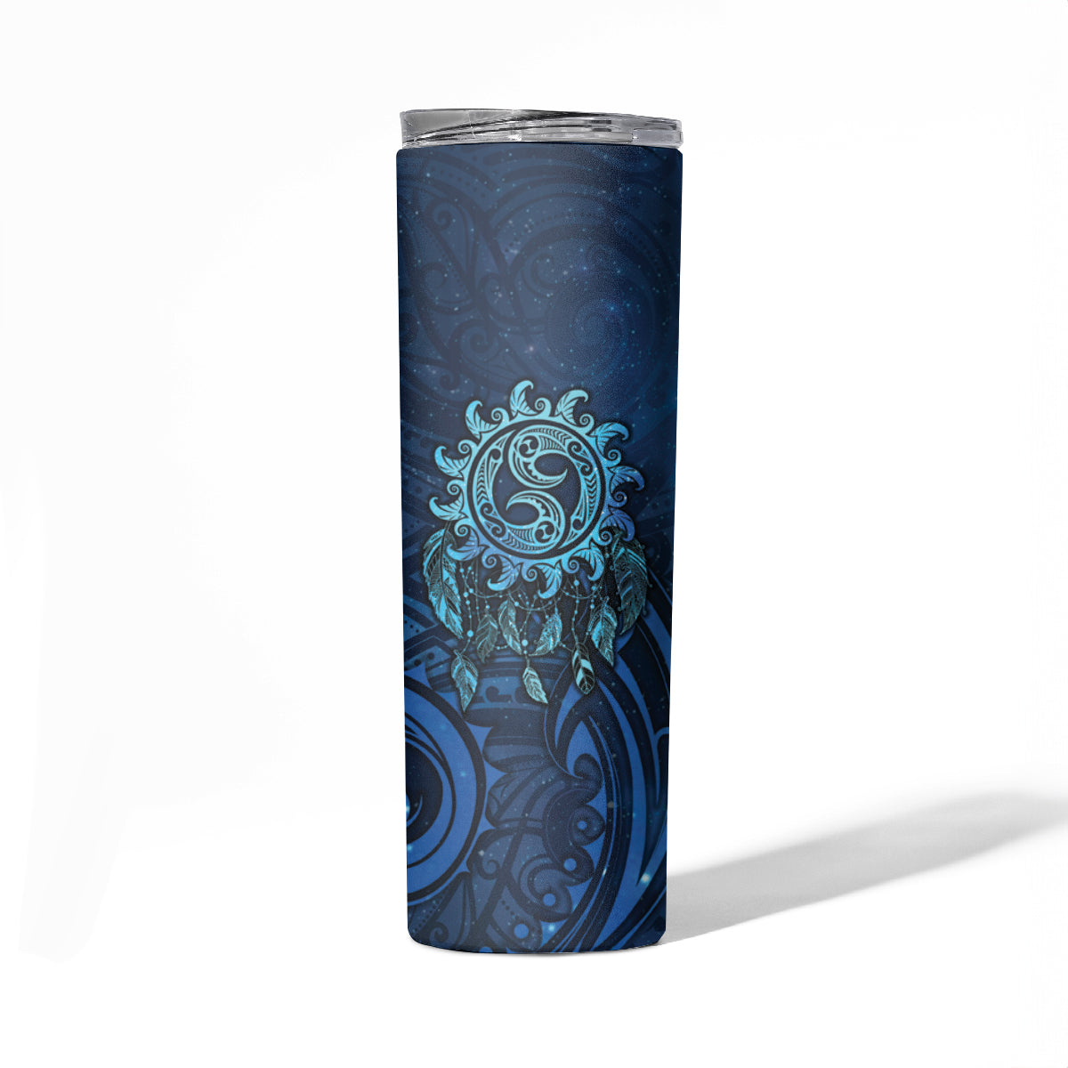 New Zealand Dream Catcher Skinny Tumbler Maori Koru Pattern Blue Version LT05 - Polynesian Pride