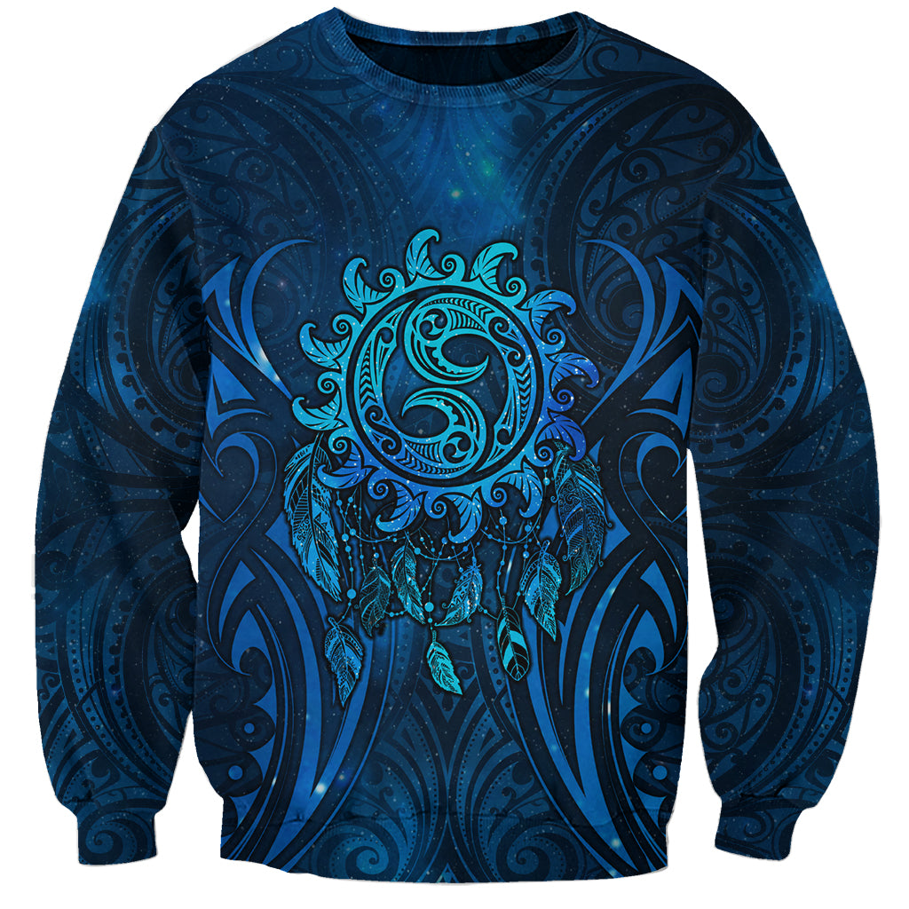 New Zealand Dream Catcher Sweatshirt Maori Koru Pattern Blue Version LT05 Unisex Blue - Polynesian Pride