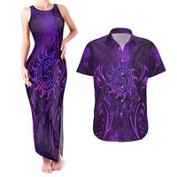 New Zealand Dream Catcher Couples Matching Tank Maxi Dress and Hawaiian Shirt Maori Koru Pattern Purple Version LT05 Purple - Polynesian Pride