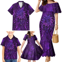 New Zealand Dream Catcher Family Matching Mermaid Dress and Hawaiian Shirt Maori Koru Pattern Purple Version LT05 - Polynesian Pride