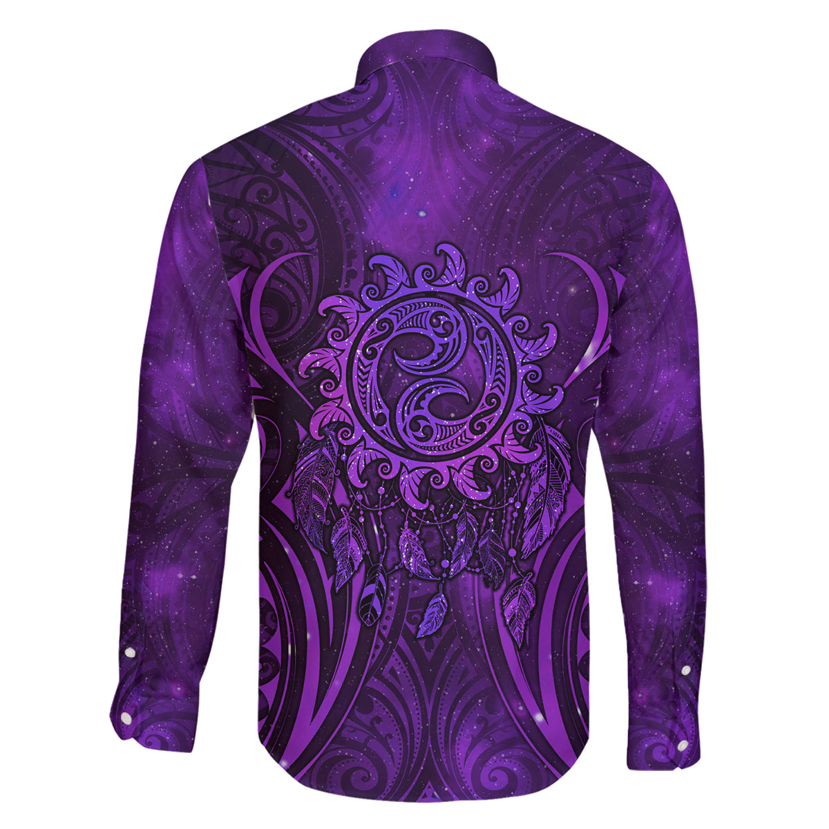 New Zealand Dream Catcher Family Matching Mermaid Dress and Hawaiian Shirt Maori Koru Pattern Purple Version LT05 - Polynesian Pride