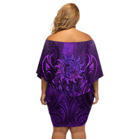 New Zealand Dream Catcher Family Matching Off Shoulder Short Dress and Hawaiian Shirt Maori Koru Pattern Purple Version LT05 - Polynesian Pride