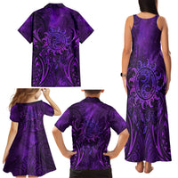 New Zealand Dream Catcher Family Matching Tank Maxi Dress and Hawaiian Shirt Maori Koru Pattern Purple Version LT05 - Polynesian Pride