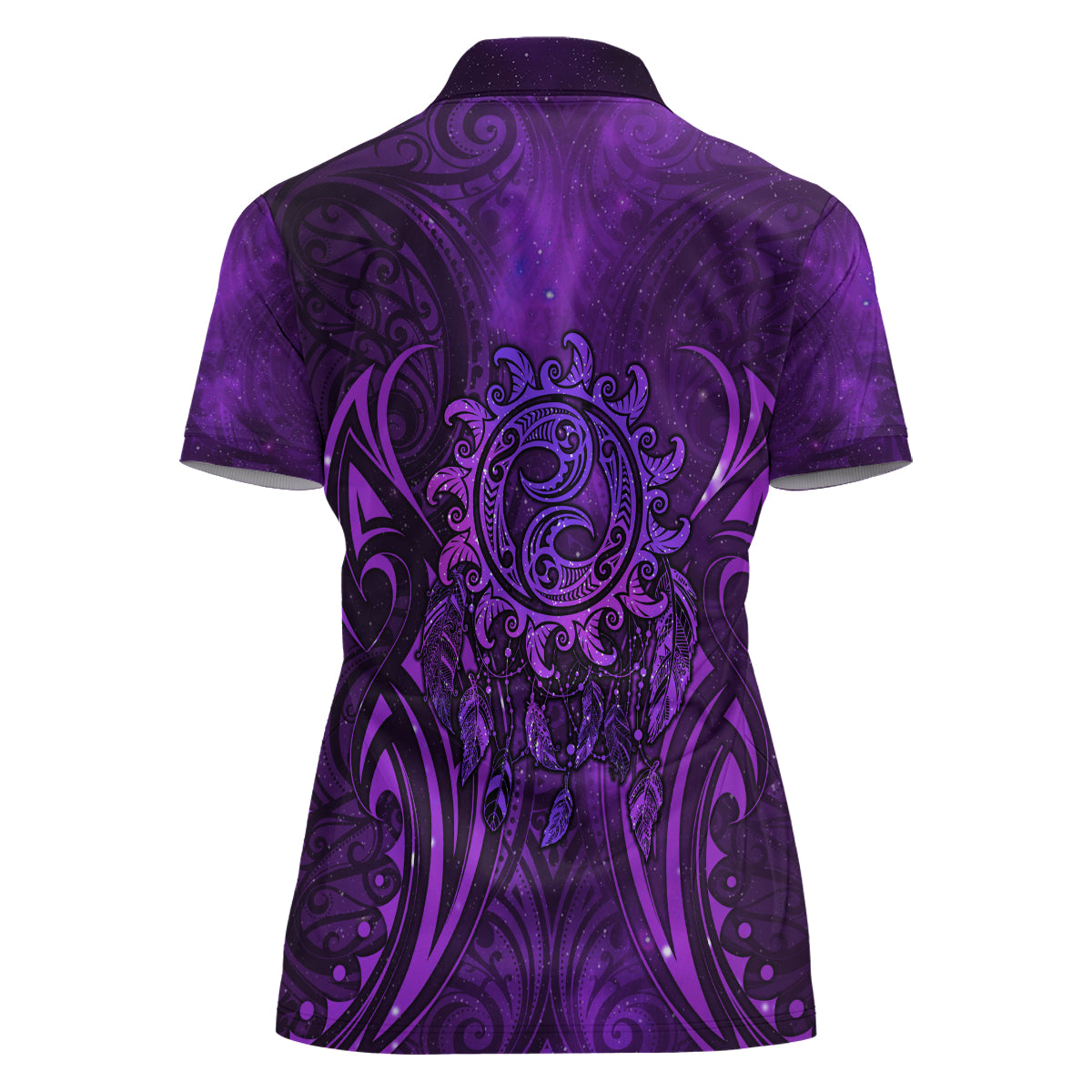 New Zealand Dream Catcher Women Polo Shirt Maori Koru Pattern Purple Version