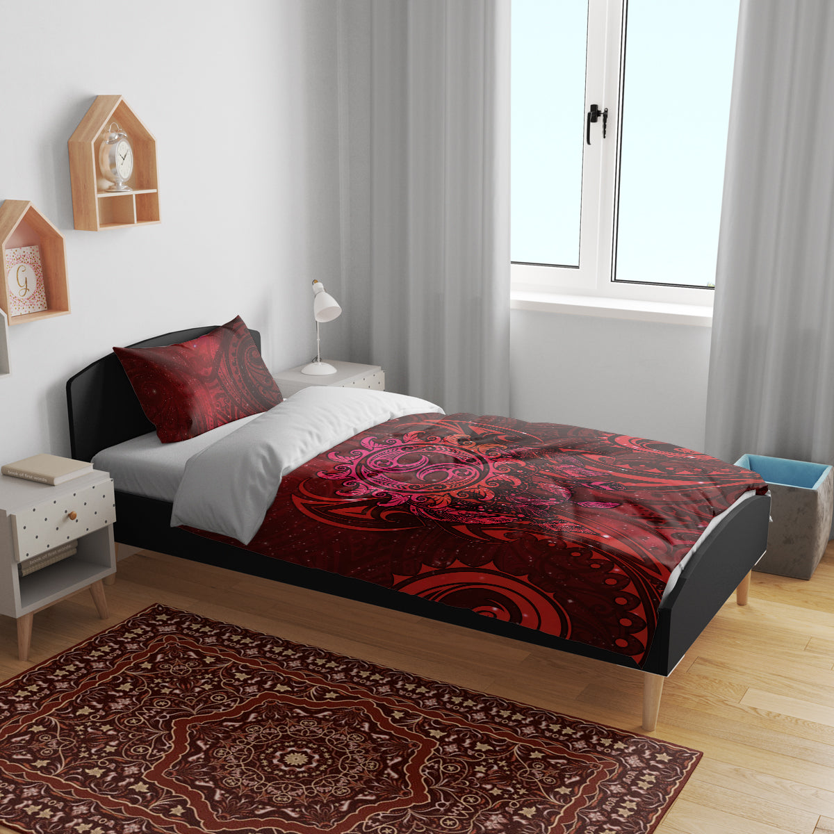 New Zealand Dream Catcher Bedding Set Maori Koru Pattern Red Version