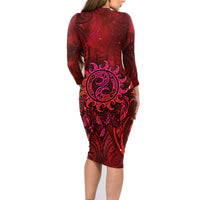 New Zealand Dream Catcher Family Matching Long Sleeve Bodycon Dress and Hawaiian Shirt Maori Koru Pattern Red Version LT05 - Polynesian Pride