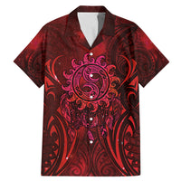 New Zealand Dream Catcher Family Matching Mermaid Dress and Hawaiian Shirt Maori Koru Pattern Red Version LT05 Dad's Shirt - Short Sleeve Red - Polynesian Pride