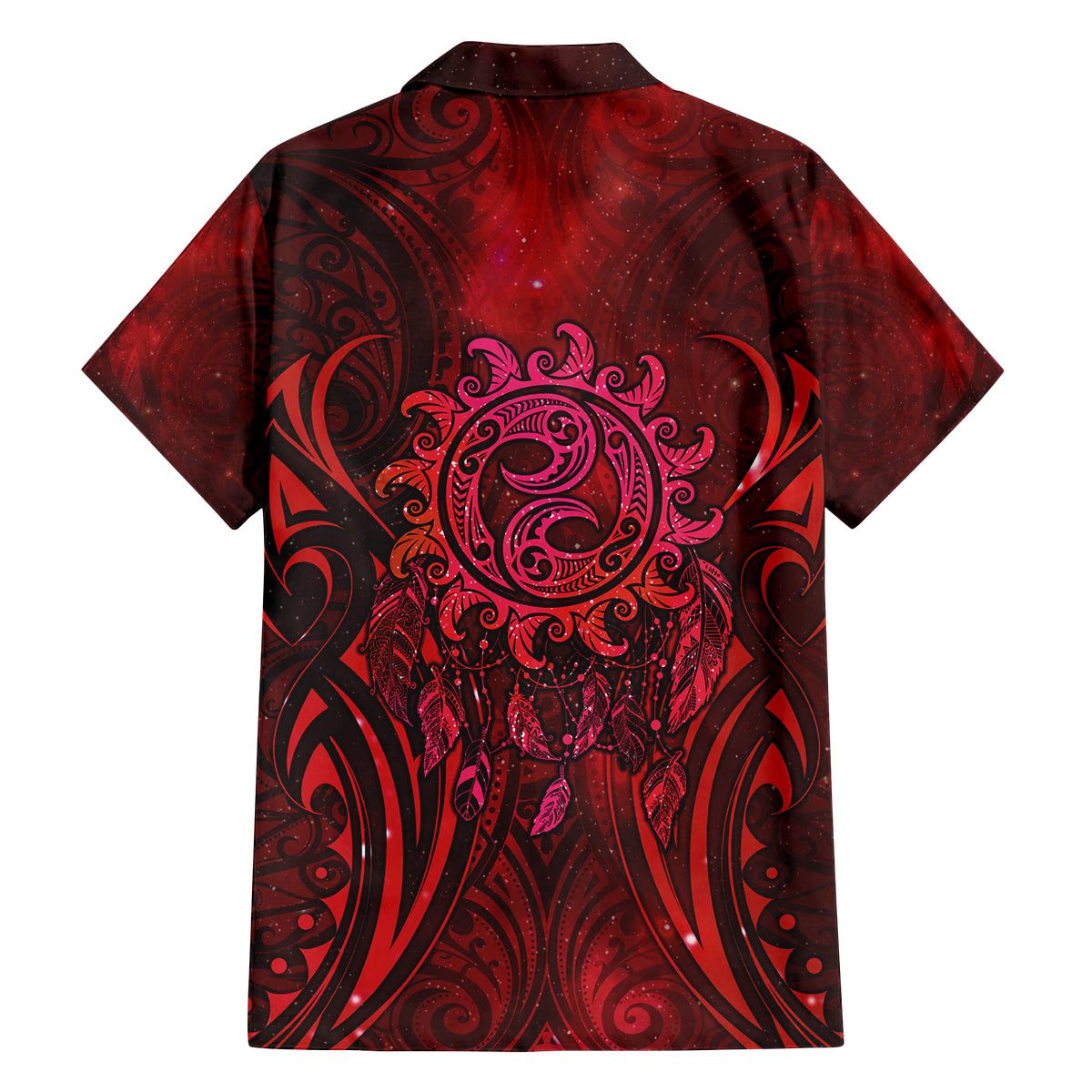 New Zealand Dream Catcher Family Matching Off The Shoulder Long Sleeve Dress and Hawaiian Shirt Maori Koru Pattern Red Version LT05 - Polynesian Pride