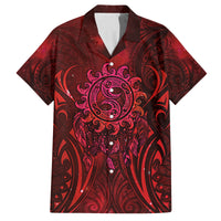 New Zealand Dream Catcher Family Matching Off Shoulder Maxi Dress and Hawaiian Shirt Maori Koru Pattern Red Version