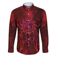 New Zealand Dream Catcher Family Matching Off Shoulder Maxi Dress and Hawaiian Shirt Maori Koru Pattern Red Version