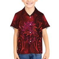 New Zealand Dream Catcher Family Matching Short Sleeve Bodycon Dress and Hawaiian Shirt Maori Koru Pattern Red Version LT05 Son's Shirt Red - Polynesian Pride