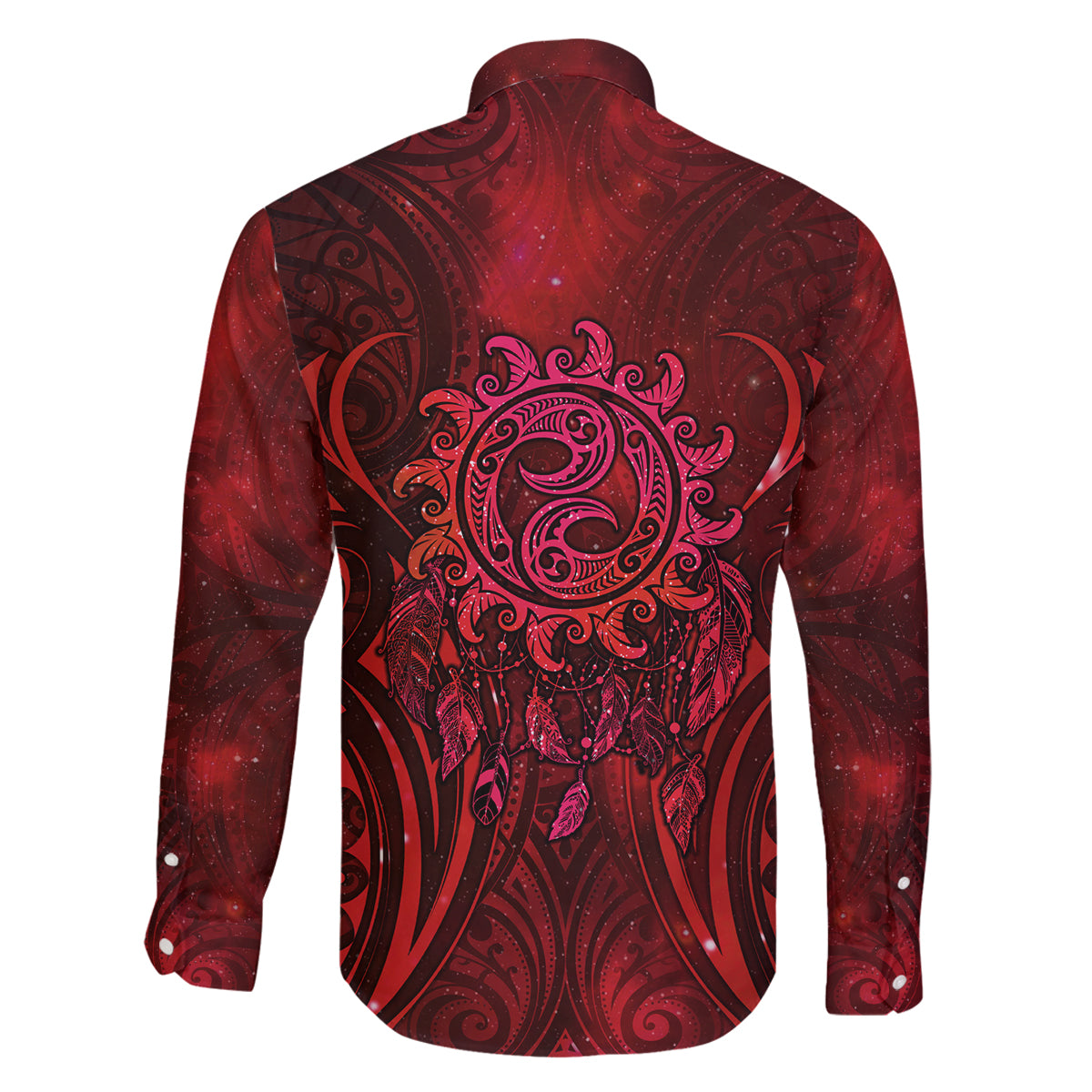 New Zealand Dream Catcher Family Matching Tank Maxi Dress and Hawaiian Shirt Maori Koru Pattern Red Version LT05 - Polynesian Pride