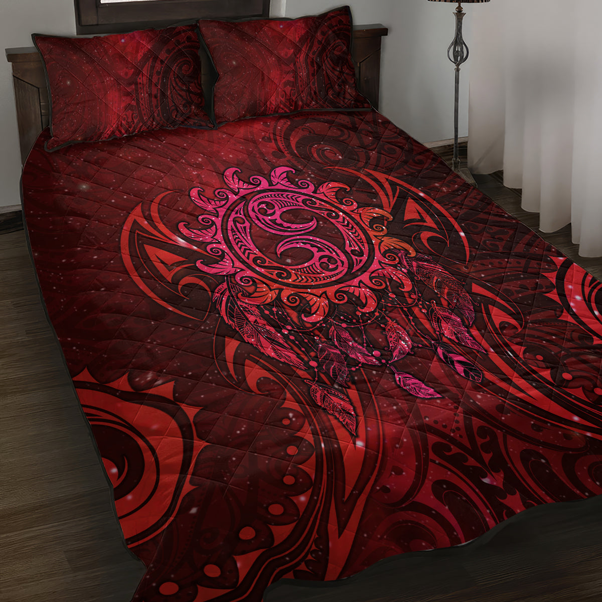 New Zealand Dream Catcher Quilt Bed Set Maori Koru Pattern Red Version LT05 Red - Polynesian Pride