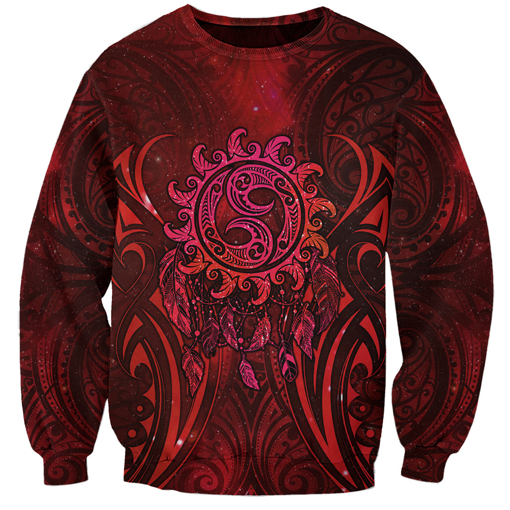 New Zealand Dream Catcher Sweatshirt Maori Koru Pattern Red Version LT05 Unisex Red - Polynesian Pride