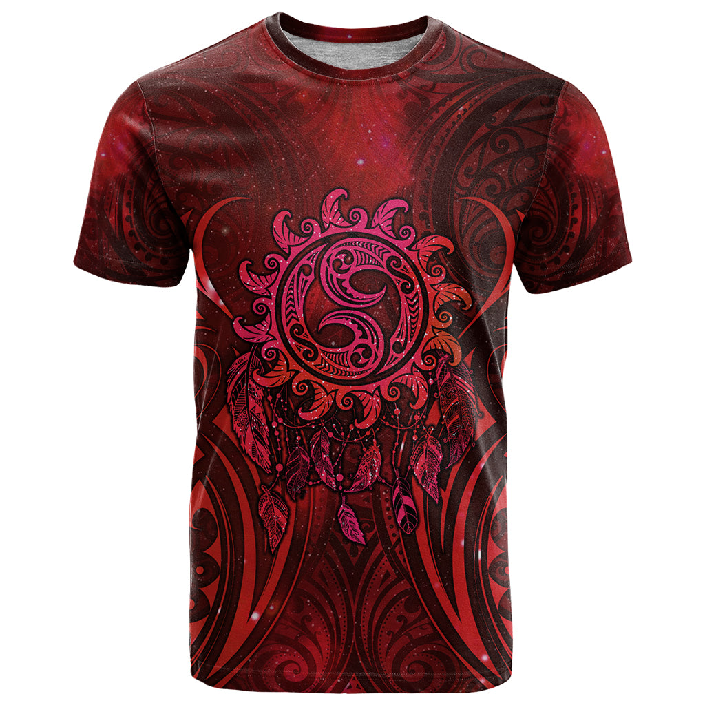 New Zealand Dream Catcher T Shirt Maori Koru Pattern Red Version