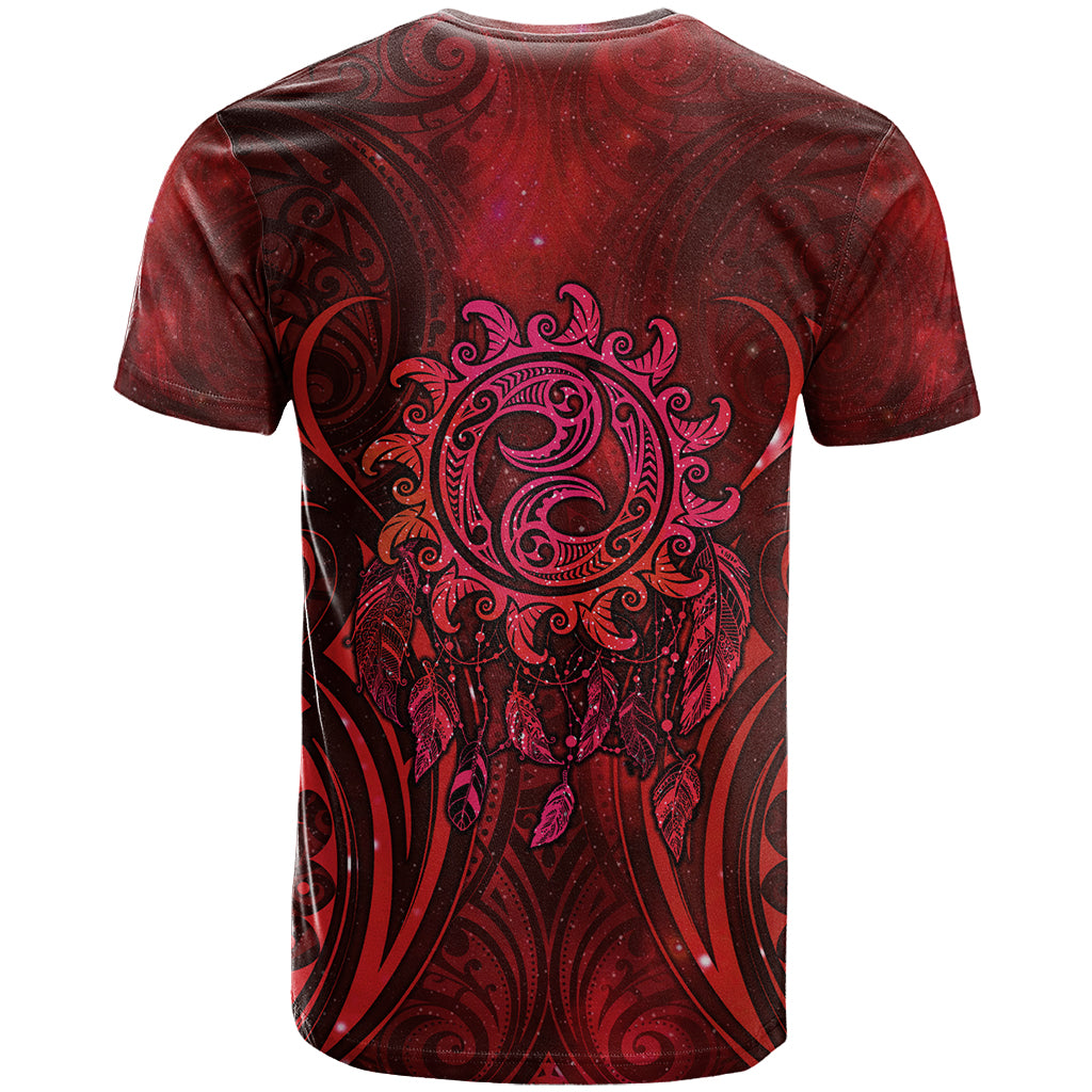 New Zealand Dream Catcher T Shirt Maori Koru Pattern Red Version