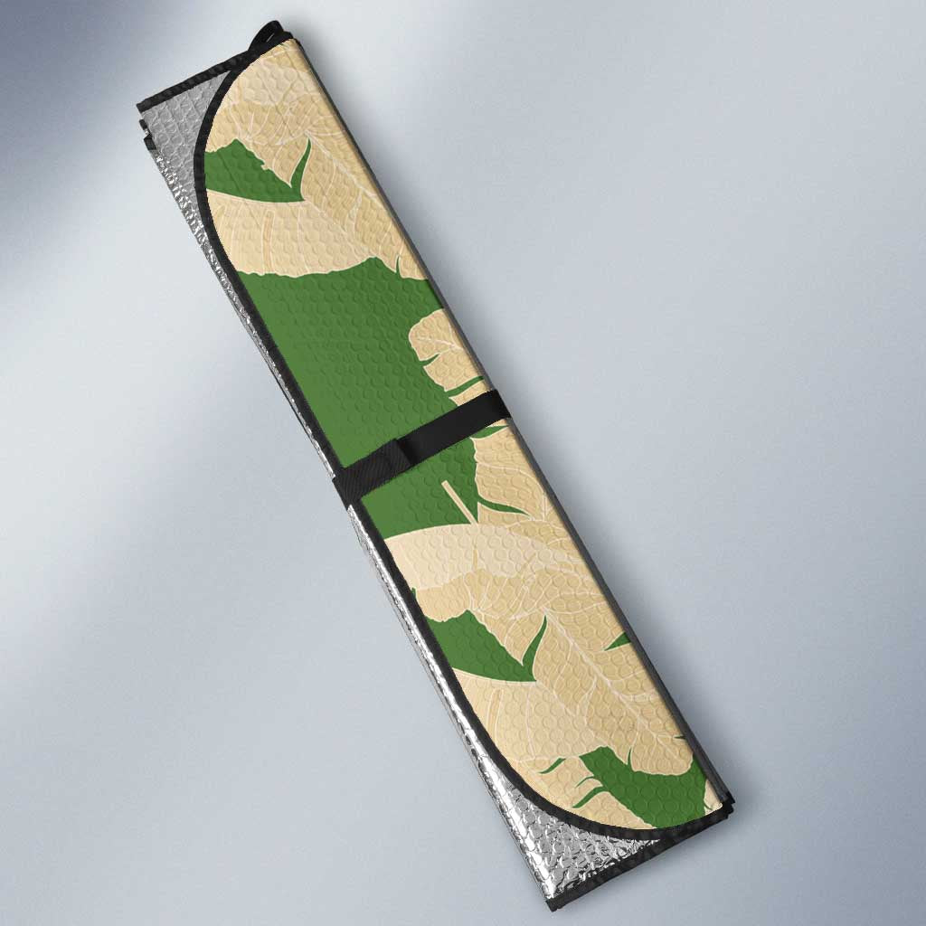 Hawaii Pua Kenikeni Lei Auto Sun Shade With Lau Maia Green