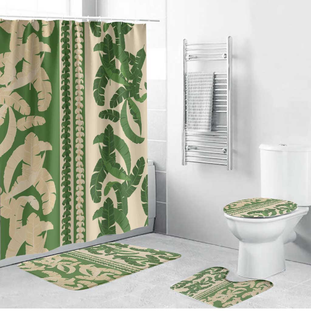 Hawaii Pua Kenikeni Lei Bathroom Set With Lau Maia Green