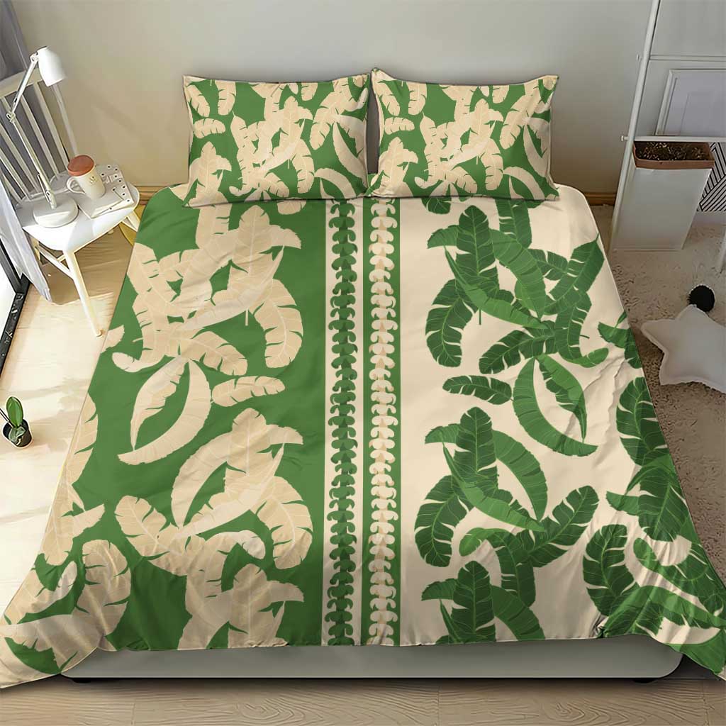 Hawaii Pua Kenikeni Lei Bedding Set With Lau Maia Green