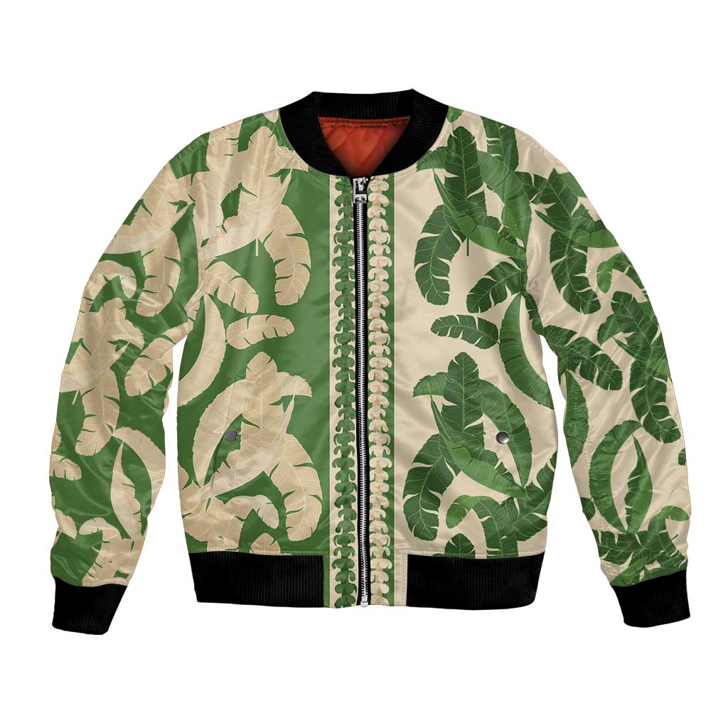 Hawaii Pua Kenikeni Lei Bomber Jacket With Lau Maia Green