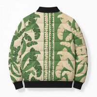Hawaii Pua Kenikeni Lei Bomber Puffer Jacket With Lau Maia Green