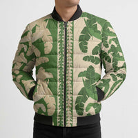 Hawaii Pua Kenikeni Lei Bomber Puffer Jacket With Lau Maia Green