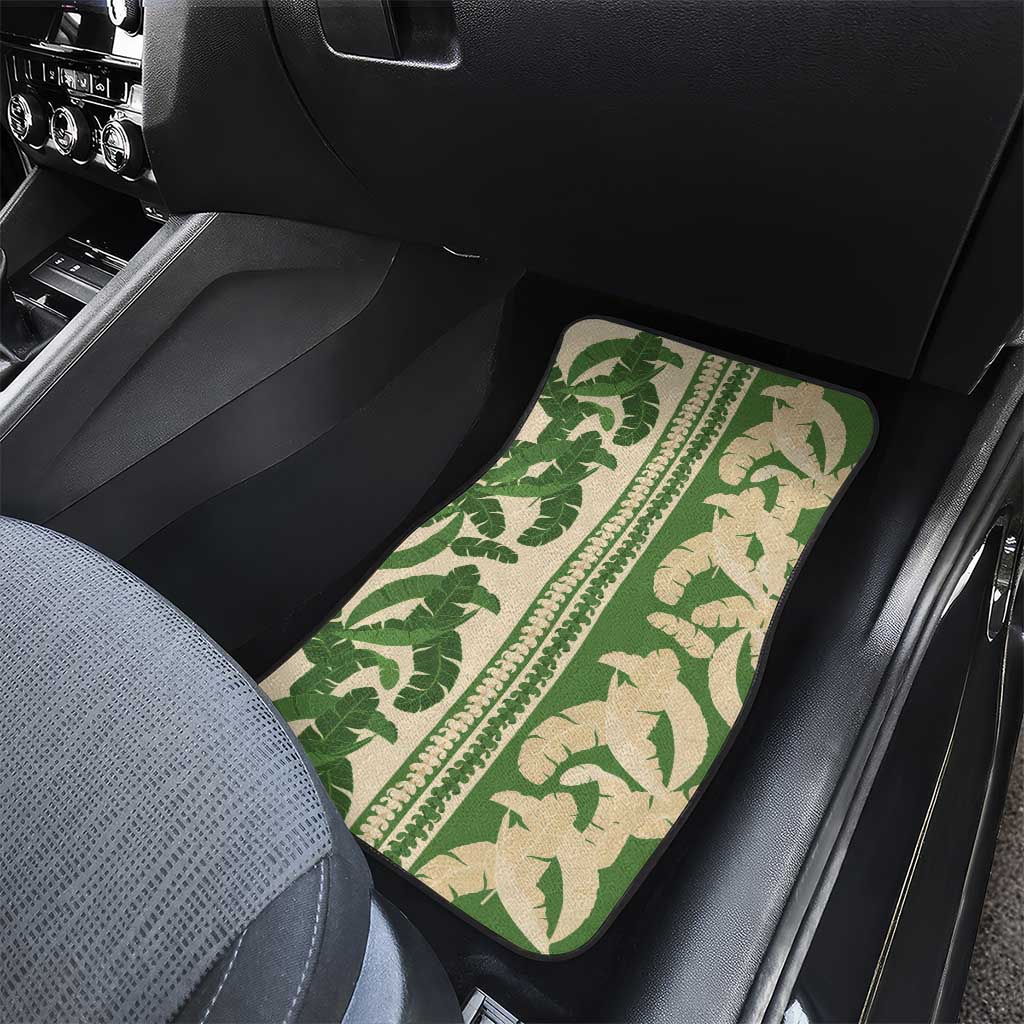 Hawaii Pua Kenikeni Lei Car Mats With Lau Maia Green