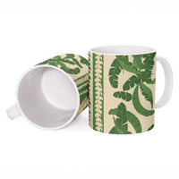 Hawaii Pua Kenikeni Lei Ceramic Mug With Lau Maia Green