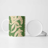 Hawaii Pua Kenikeni Lei Ceramic Mug With Lau Maia Green