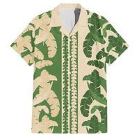 Hawaii Pua Kenikeni Lei Family Matching Mermaid Dress and Hawaiian Shirt With Lau Maia Green LT05 Dad's Shirt - Short Sleeve Green - Polynesian Pride