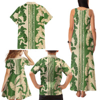 Hawaii Pua Kenikeni Lei Family Matching Tank Maxi Dress and Hawaiian Shirt With Lau Maia Green LT05 - Polynesian Pride