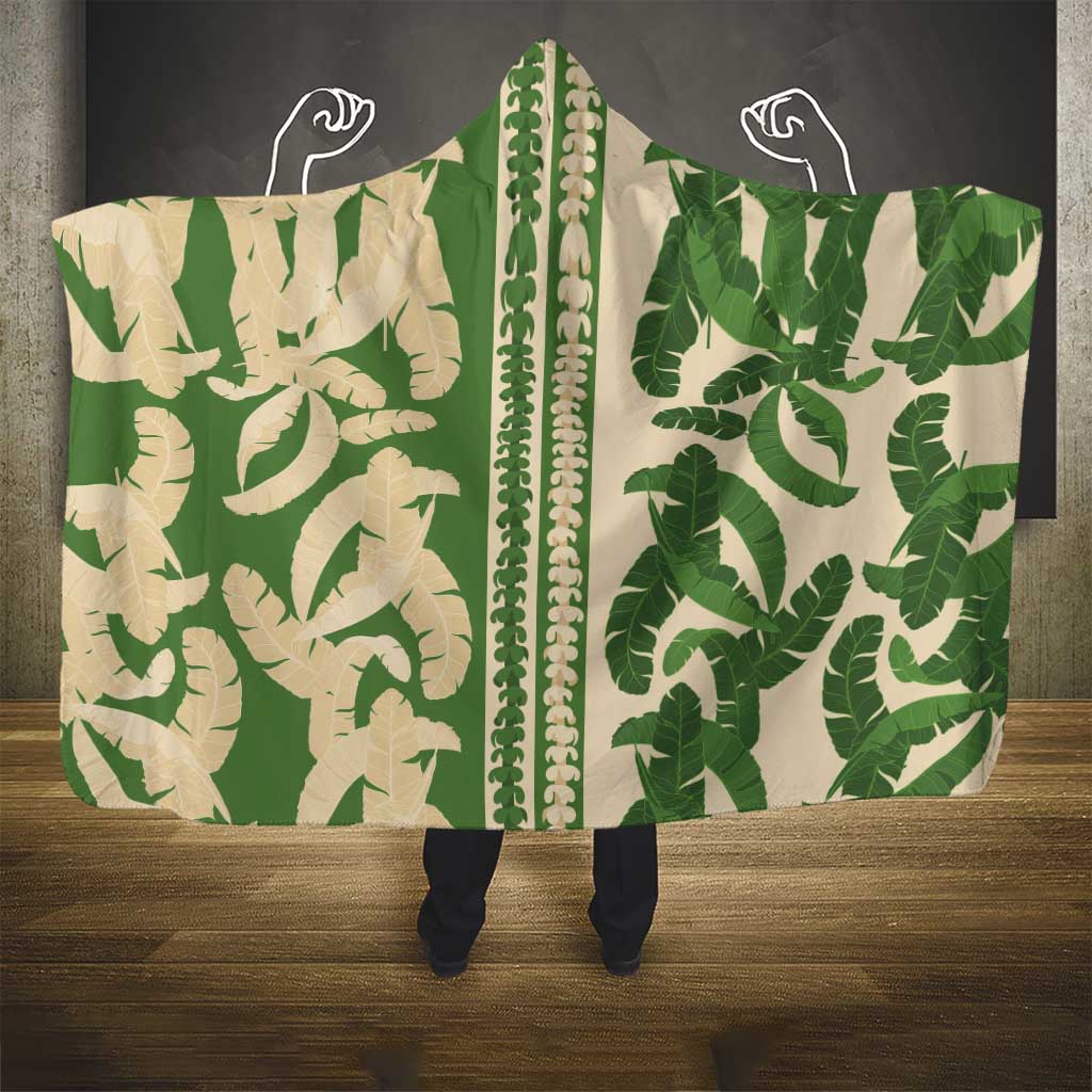 Hawaii Pua Kenikeni Lei Hooded Blanket With Lau Maia Green