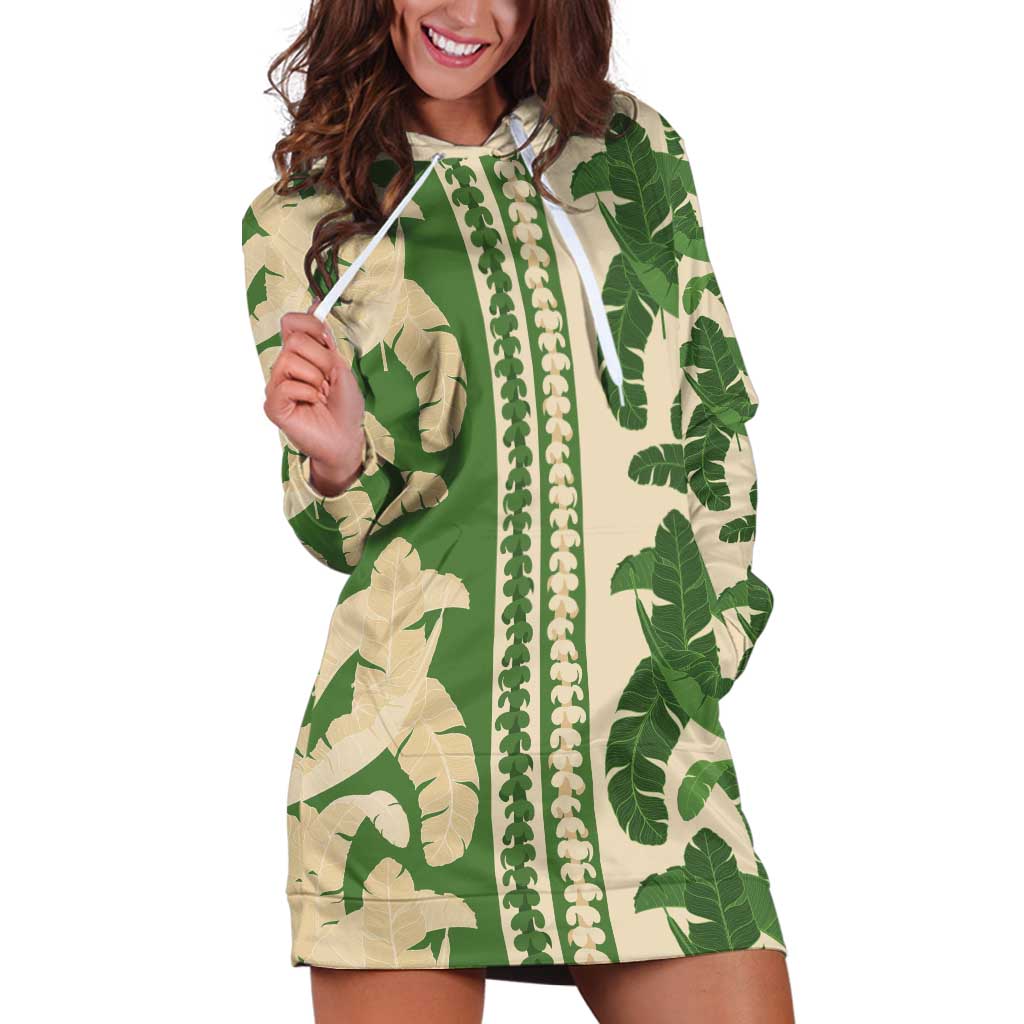 Hawaii Pua Kenikeni Lei Hoodie Dress With Lau Maia Green