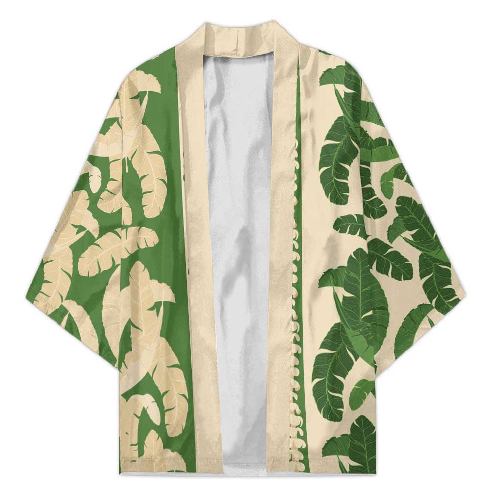 Hawaii Pua Kenikeni Lei Kimono With Lau Maia Green