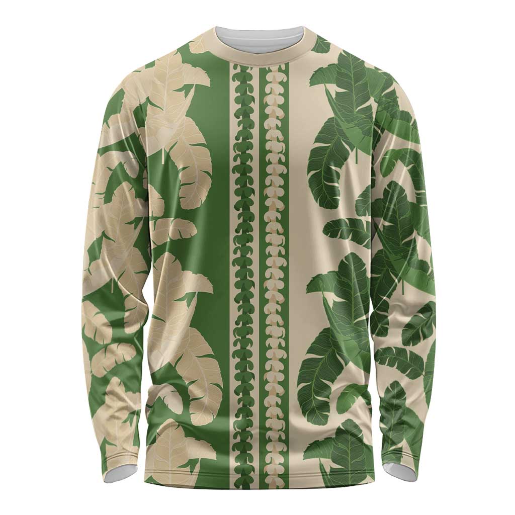 Hawaii Pua Kenikeni Lei Long Sleeve Shirt With Lau Maia Green