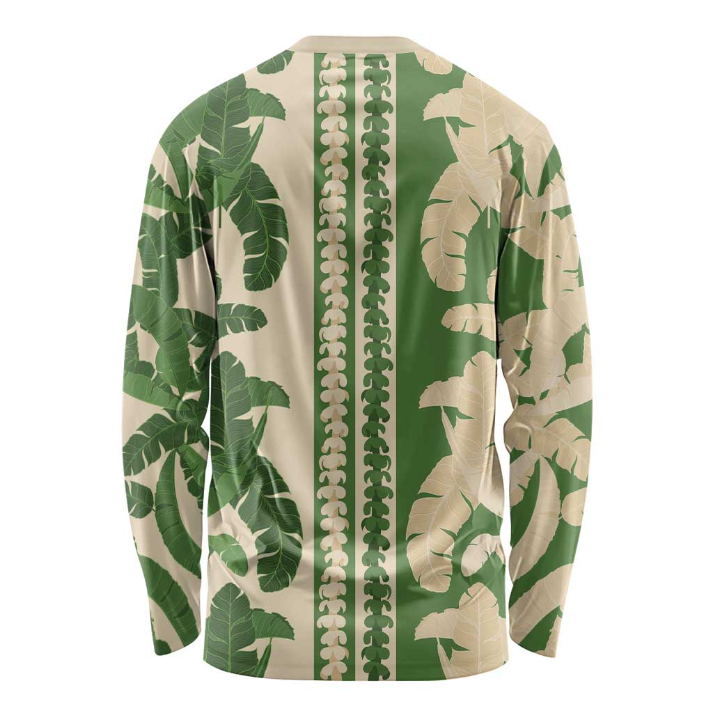 Hawaii Pua Kenikeni Lei Long Sleeve Shirt With Lau Maia Green