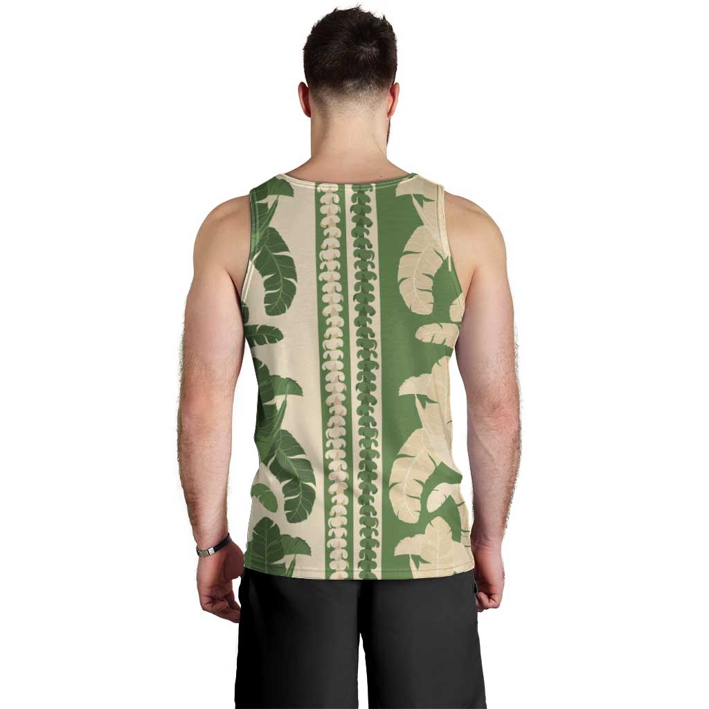Hawaii Pua Kenikeni Lei Men Tank Top With Lau Maia Green