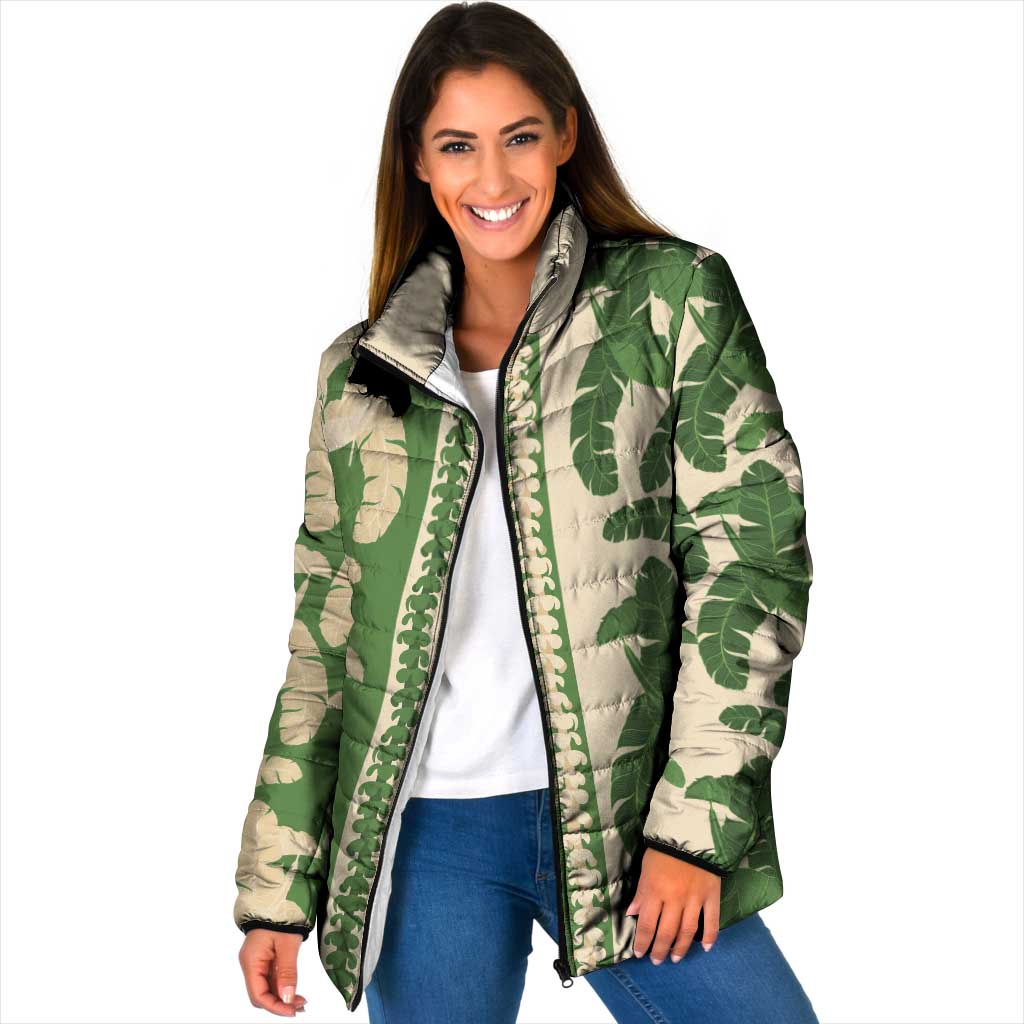 Hawaii Pua Kenikeni Lei Padded Jacket With Lau Maia Green