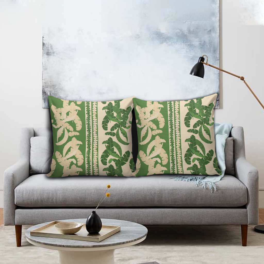 Hawaii Pua Kenikeni Lei Pillow Cover With Lau Maia Green