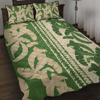 Hawaii Pua Kenikeni Lei Quilt Bed Set With Lau Maia Green