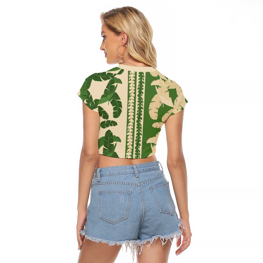Hawaii Pua Kenikeni Lei Raglan Cropped T Shirt With Lau Maia Green