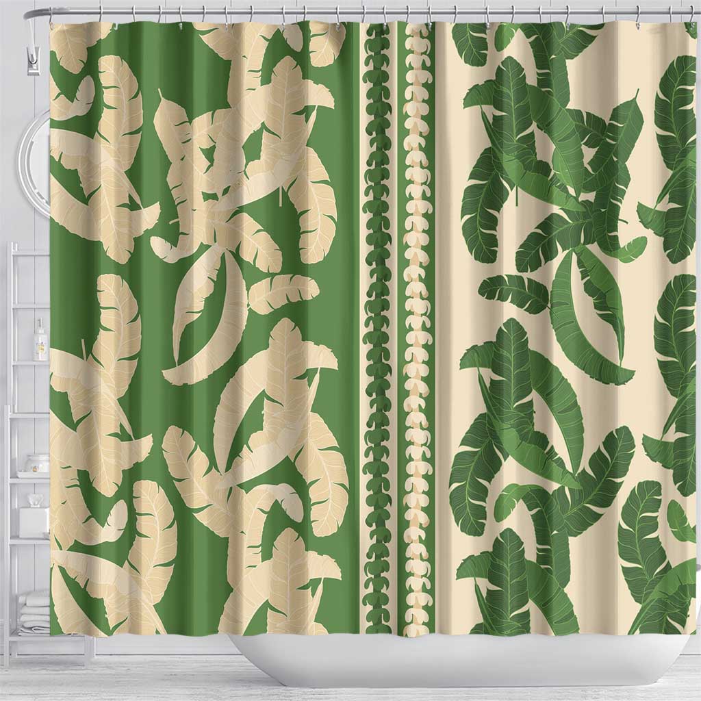 Hawaii Pua Kenikeni Lei Shower Curtain With Lau Maia Green