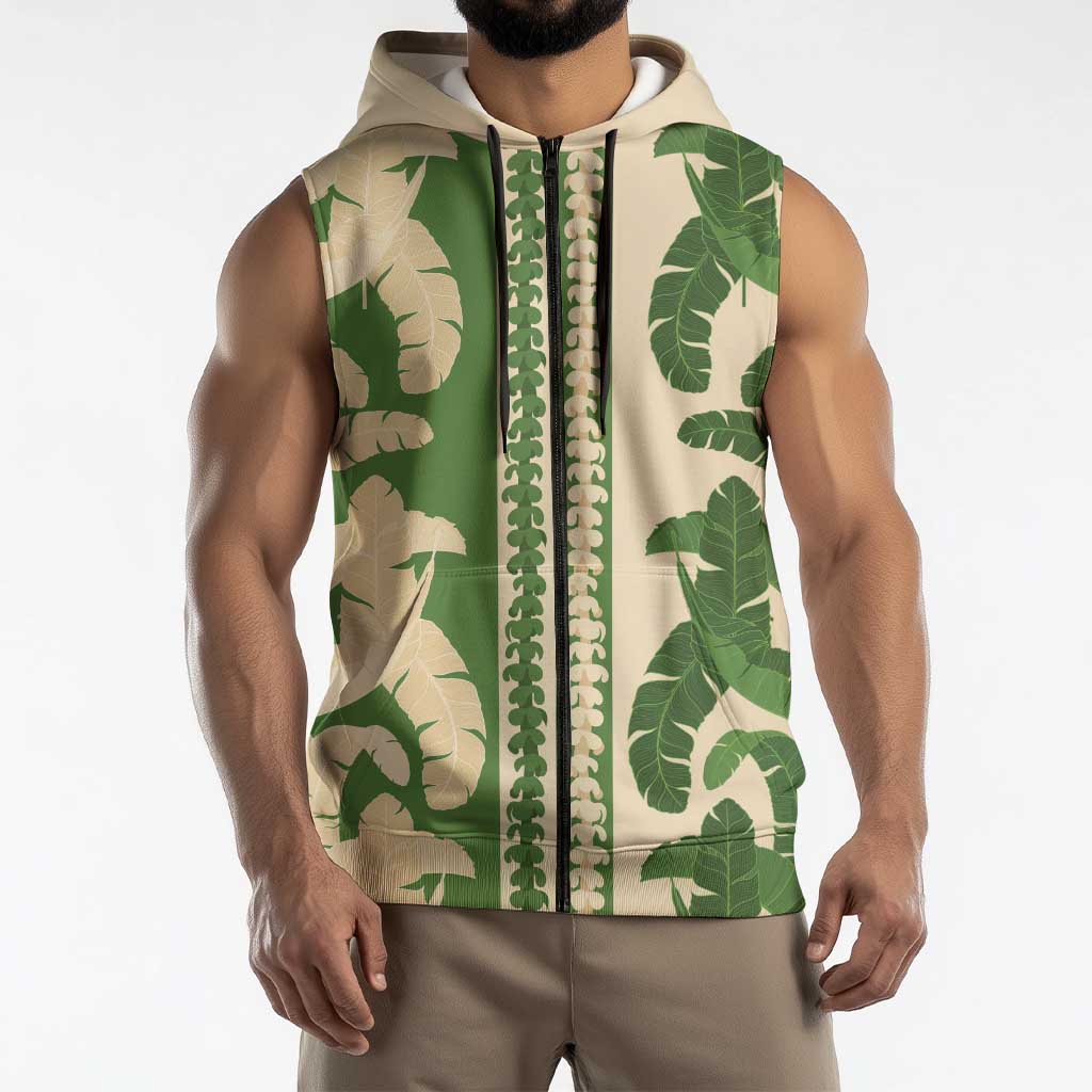 Hawaii Pua Kenikeni Lei Sleeveless Zip Hoodie With Lau Maia Green