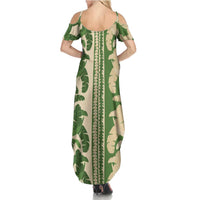 Hawaii Pua Kenikeni Lei Summer Maxi Dress With Lau Maia Green