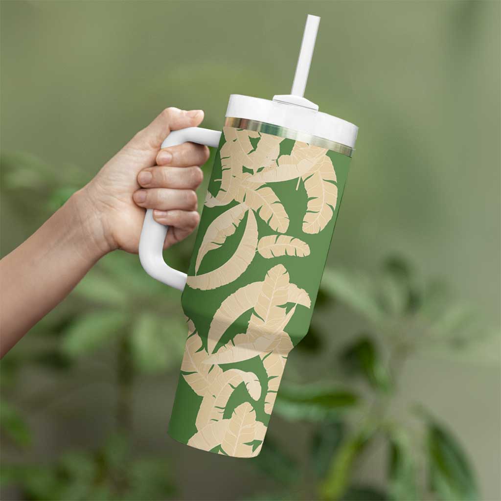 Hawaii Pua Kenikeni Lei Tumbler With Handle With Lau Maia Green