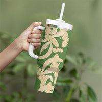 Hawaii Pua Kenikeni Lei Tumbler With Handle With Lau Maia Green