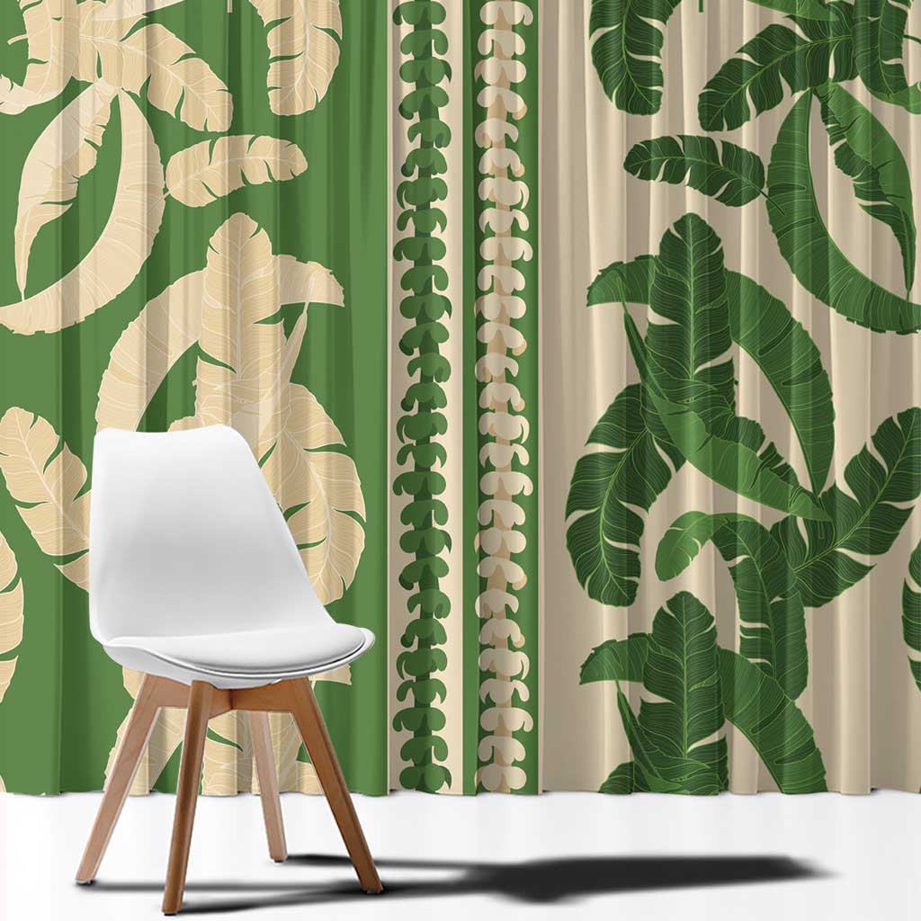 Hawaii Pua Kenikeni Lei Window Curtain With Lau Maia Green